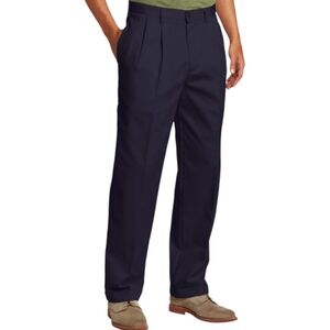 Izod American Chino Wrinkle Free Men's Navy Khaki Pleated Pants Size 36x34